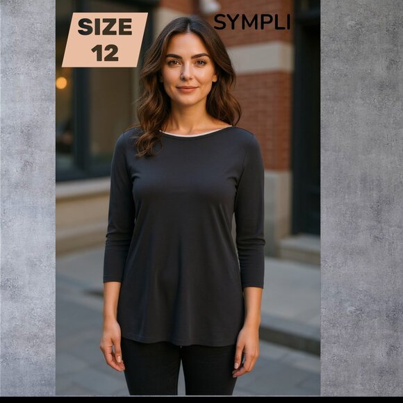 SYMPLI - Underline Boat Neck Tunic - Black, NWT, Size 12 - Picture 1 of 3